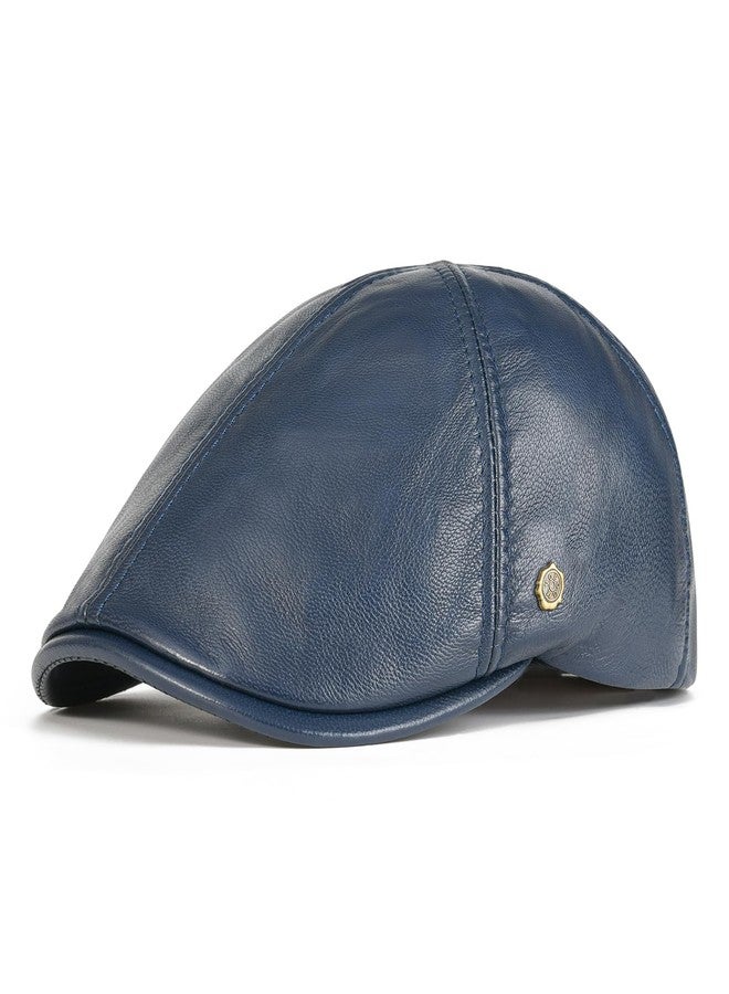 VOBOOM Leather Ivy Newsboy Caps 6 Panel Cabbie Beret Hat (7 1/2, Navy) - Image 1